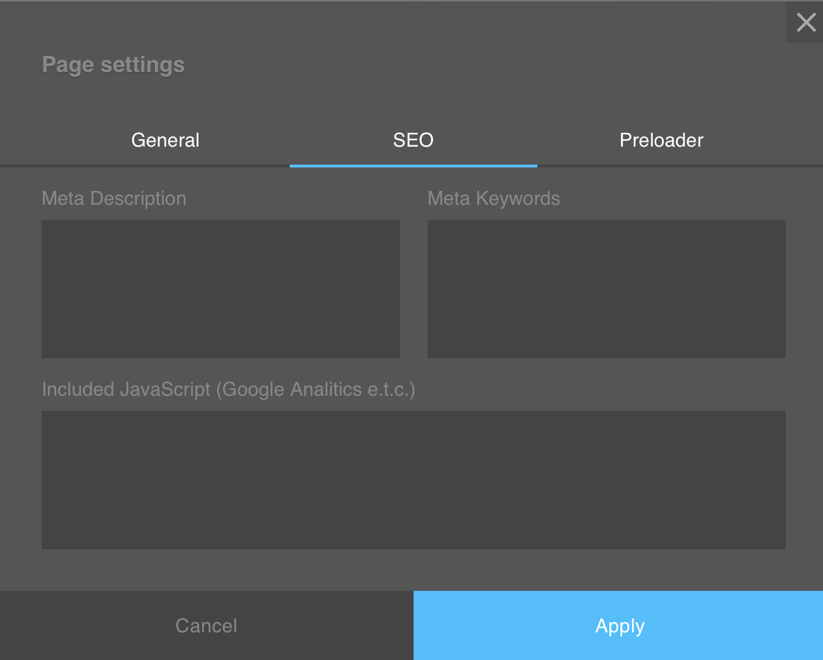 General page settings page